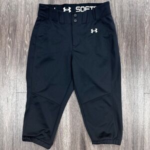 Under Armour Softball Pants Girls Youth Black Baseball Capris Small‎